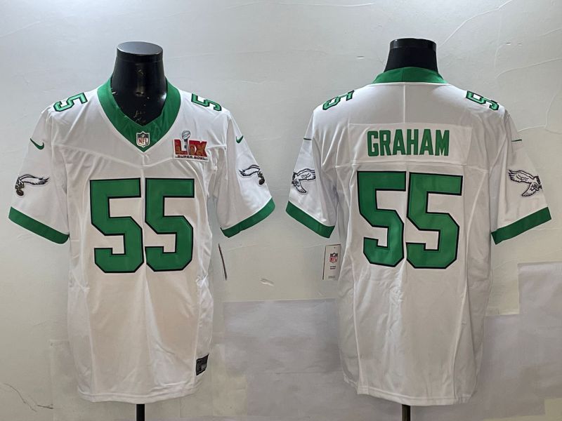 Men Philadelphia Eagles #55 Graham White Retro three generations 2025 Nike Vapor Limited NFL Jersey style 2
